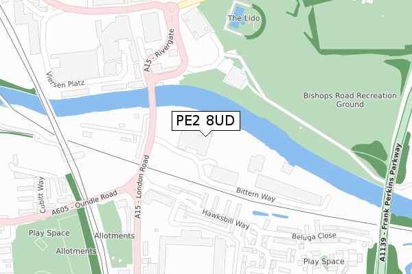 PE2 8UD map - large scale - OS Open Zoomstack (Ordnance Survey)