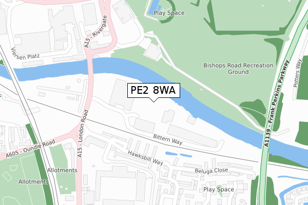 PE2 8WA map - large scale - OS Open Zoomstack (Ordnance Survey)