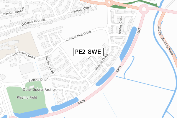 PE2 8WE map - large scale - OS Open Zoomstack (Ordnance Survey)