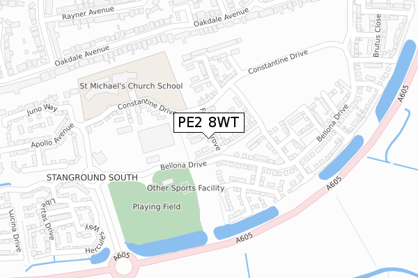 PE2 8WT map - large scale - OS Open Zoomstack (Ordnance Survey)