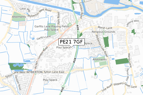 PE21 7GF map - small scale - OS Open Zoomstack (Ordnance Survey)