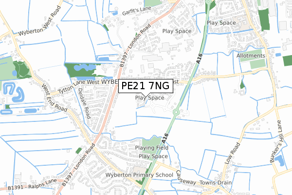 PE21 7NG map - small scale - OS Open Zoomstack (Ordnance Survey)