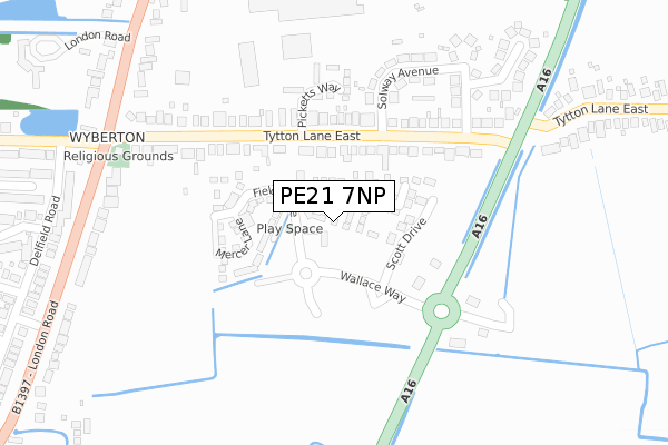 PE21 7NP map - large scale - OS Open Zoomstack (Ordnance Survey)