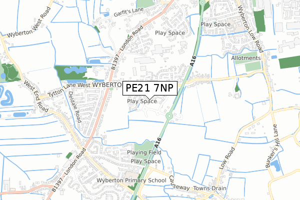 PE21 7NP map - small scale - OS Open Zoomstack (Ordnance Survey)