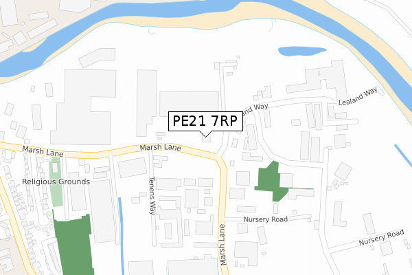 PE21 7RP map - large scale - OS Open Zoomstack (Ordnance Survey)