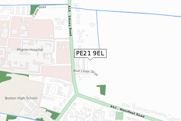 PE21 9EL map - large scale - OS Open Zoomstack (Ordnance Survey)