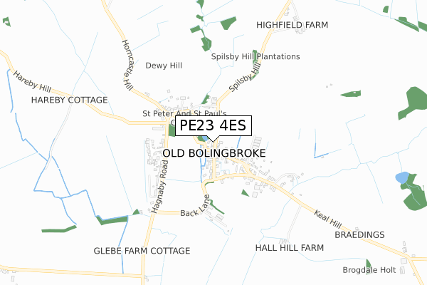 PE23 4ES map - small scale - OS Open Zoomstack (Ordnance Survey)