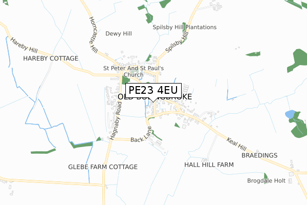 PE23 4EU map - small scale - OS Open Zoomstack (Ordnance Survey)