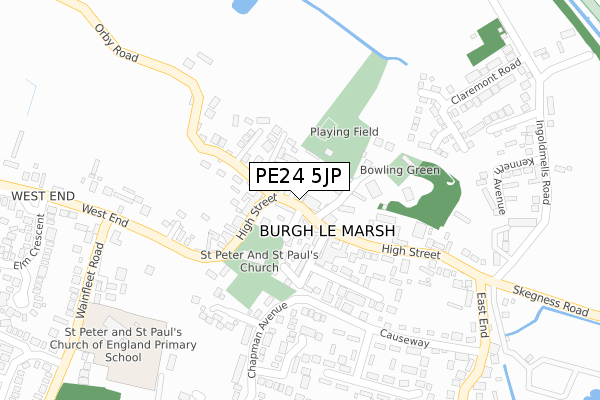 PE24 5JP map - large scale - OS Open Zoomstack (Ordnance Survey)