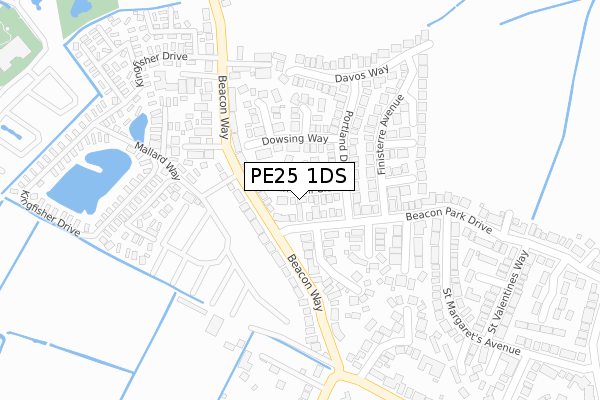 PE25 1DS map - large scale - OS Open Zoomstack (Ordnance Survey)