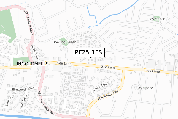 PE25 1FS map - large scale - OS Open Zoomstack (Ordnance Survey)