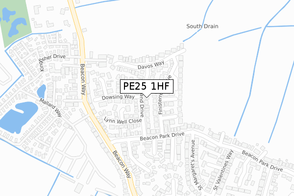 PE25 1HF map - large scale - OS Open Zoomstack (Ordnance Survey)