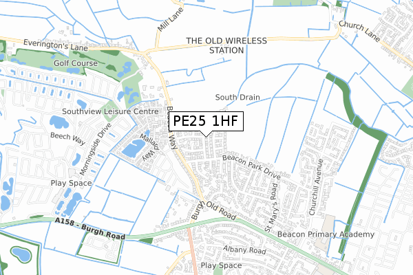 PE25 1HF map - small scale - OS Open Zoomstack (Ordnance Survey)