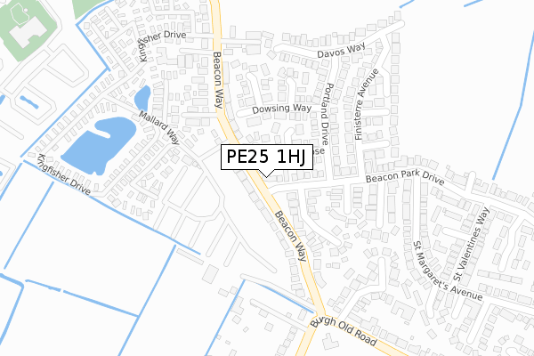 PE25 1HJ map - large scale - OS Open Zoomstack (Ordnance Survey)