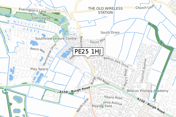 PE25 1HJ map - small scale - OS Open Zoomstack (Ordnance Survey)