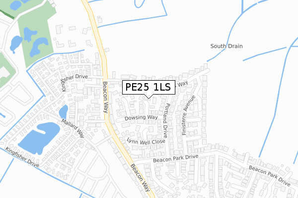 PE25 1LS map - large scale - OS Open Zoomstack (Ordnance Survey)