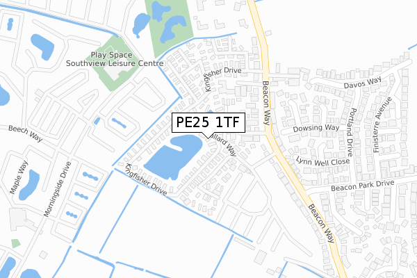 PE25 1TF map - large scale - OS Open Zoomstack (Ordnance Survey)