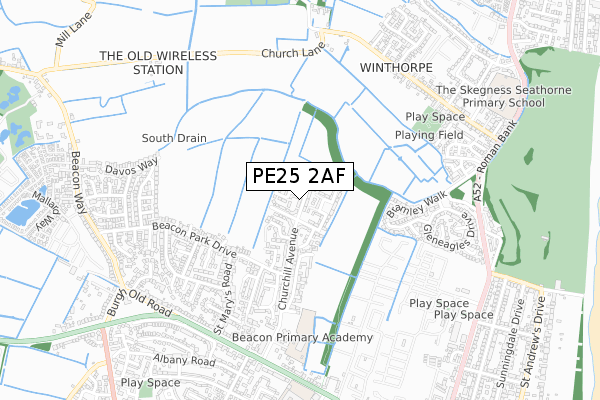 PE25 2AF map - small scale - OS Open Zoomstack (Ordnance Survey)