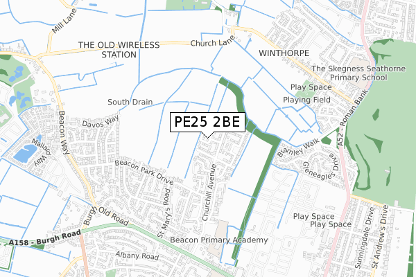 PE25 2BE map - small scale - OS Open Zoomstack (Ordnance Survey)