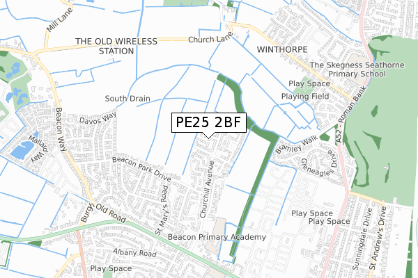 PE25 2BF map - small scale - OS Open Zoomstack (Ordnance Survey)