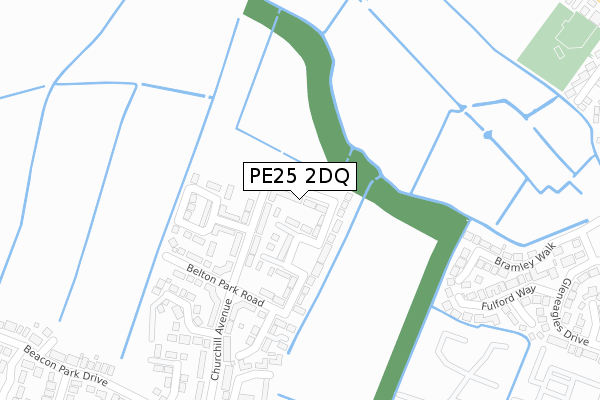 PE25 2DQ map - large scale - OS Open Zoomstack (Ordnance Survey)