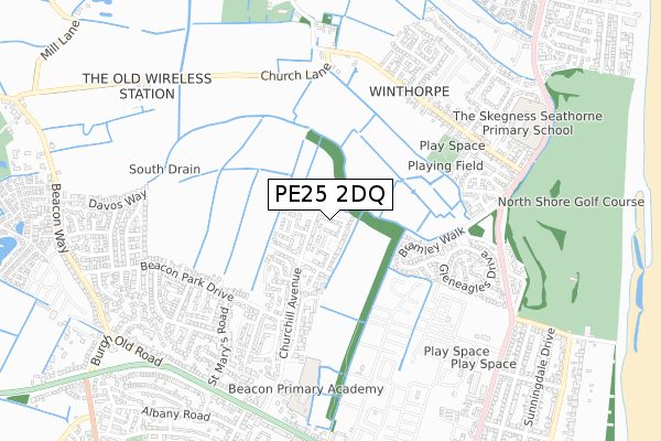 PE25 2DQ map - small scale - OS Open Zoomstack (Ordnance Survey)