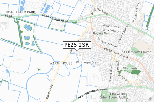 PE25 2SR map - small scale - OS Open Zoomstack (Ordnance Survey)