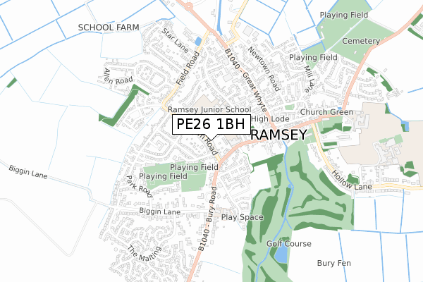 PE26 1BH map - small scale - OS Open Zoomstack (Ordnance Survey)