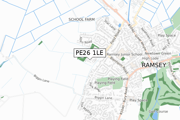 PE26 1LE map - small scale - OS Open Zoomstack (Ordnance Survey)