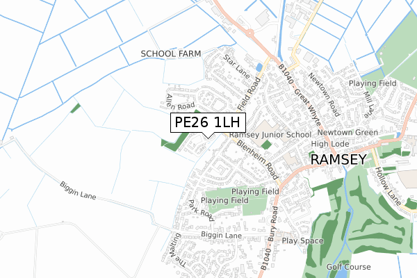 PE26 1LH map - small scale - OS Open Zoomstack (Ordnance Survey)