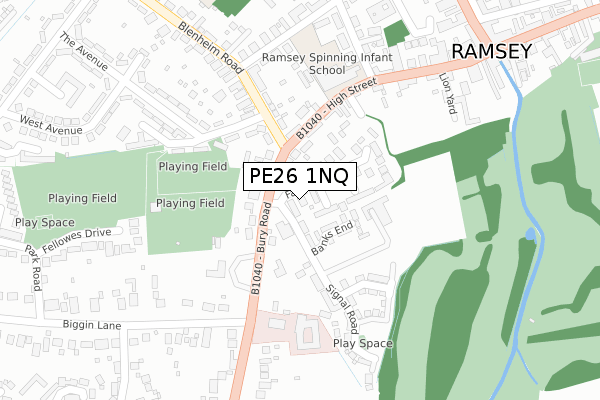 PE26 1NQ map - large scale - OS Open Zoomstack (Ordnance Survey)