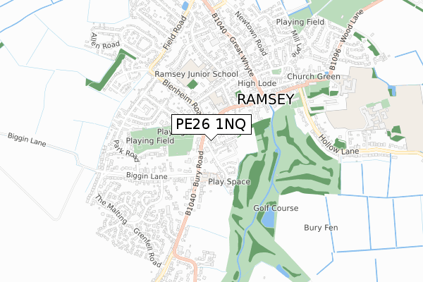 PE26 1NQ map - small scale - OS Open Zoomstack (Ordnance Survey)