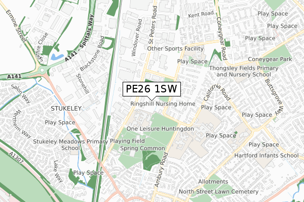 PE26 1SW map - small scale - OS Open Zoomstack (Ordnance Survey)