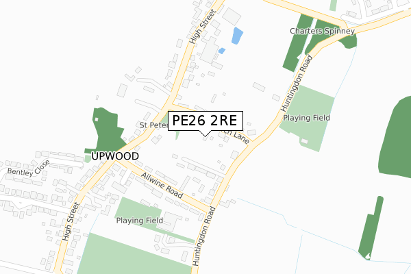 PE26 2RE map - large scale - OS Open Zoomstack (Ordnance Survey)