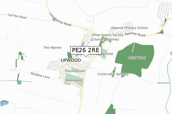 PE26 2RE map - small scale - OS Open Zoomstack (Ordnance Survey)