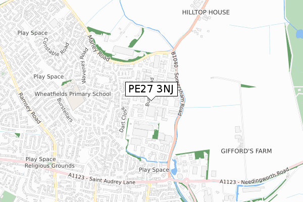 PE27 3NJ map - small scale - OS Open Zoomstack (Ordnance Survey)