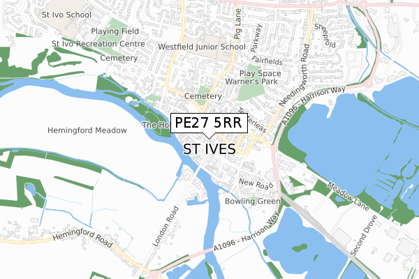 PE27 5RR map - small scale - OS Open Zoomstack (Ordnance Survey)