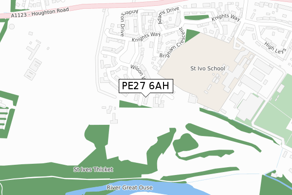 PE27 6AH map - large scale - OS Open Zoomstack (Ordnance Survey)