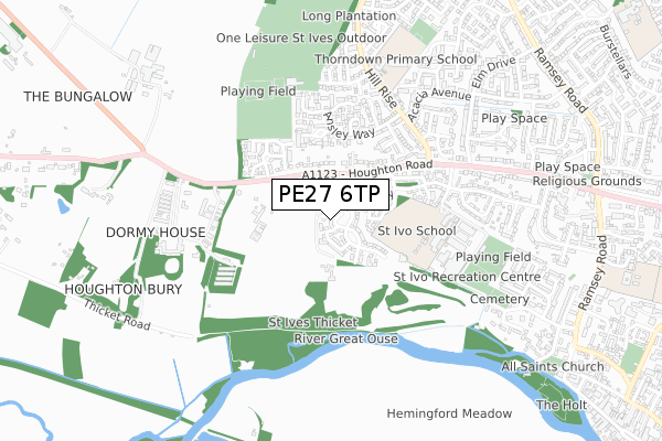 PE27 6TP map - small scale - OS Open Zoomstack (Ordnance Survey)