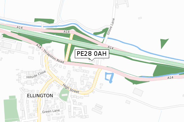 PE28 0AH map - large scale - OS Open Zoomstack (Ordnance Survey)