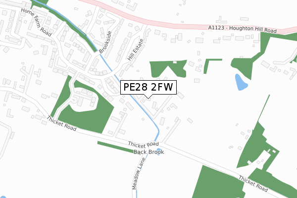 PE28 2FW map - large scale - OS Open Zoomstack (Ordnance Survey)