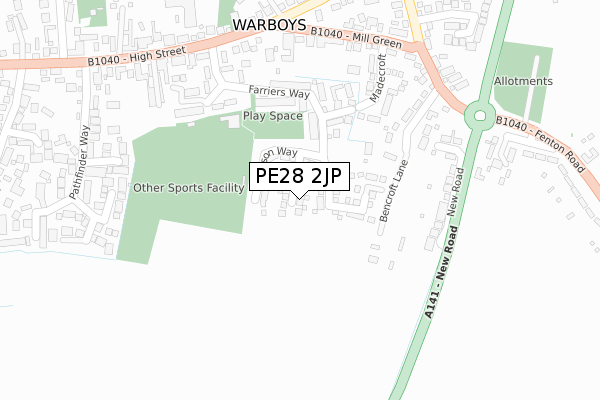 PE28 2JP map - large scale - OS Open Zoomstack (Ordnance Survey)