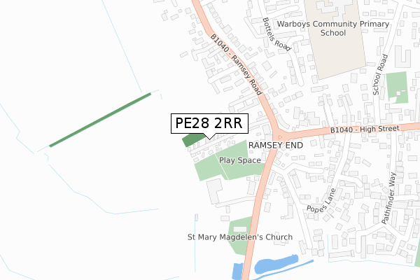 PE28 2RR map - large scale - OS Open Zoomstack (Ordnance Survey)