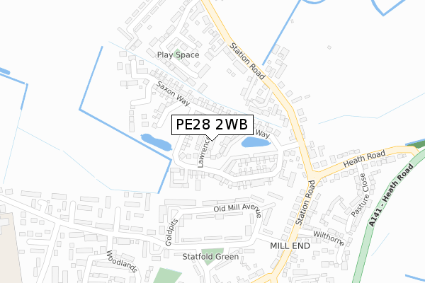 PE28 2WB map - large scale - OS Open Zoomstack (Ordnance Survey)