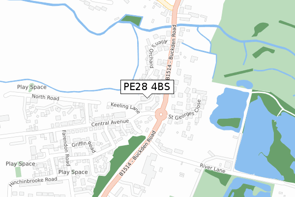 PE28 4BS map - large scale - OS Open Zoomstack (Ordnance Survey)