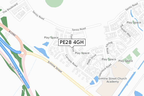 PE28 4GH map - large scale - OS Open Zoomstack (Ordnance Survey)