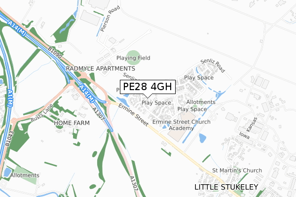 PE28 4GH map - small scale - OS Open Zoomstack (Ordnance Survey)