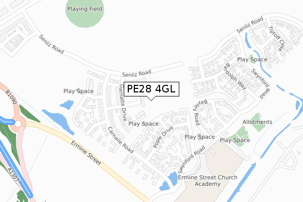 PE28 4GL map - large scale - OS Open Zoomstack (Ordnance Survey)