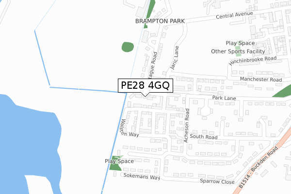 PE28 4GQ map - large scale - OS Open Zoomstack (Ordnance Survey)