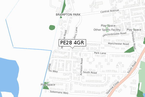 PE28 4GR map - large scale - OS Open Zoomstack (Ordnance Survey)